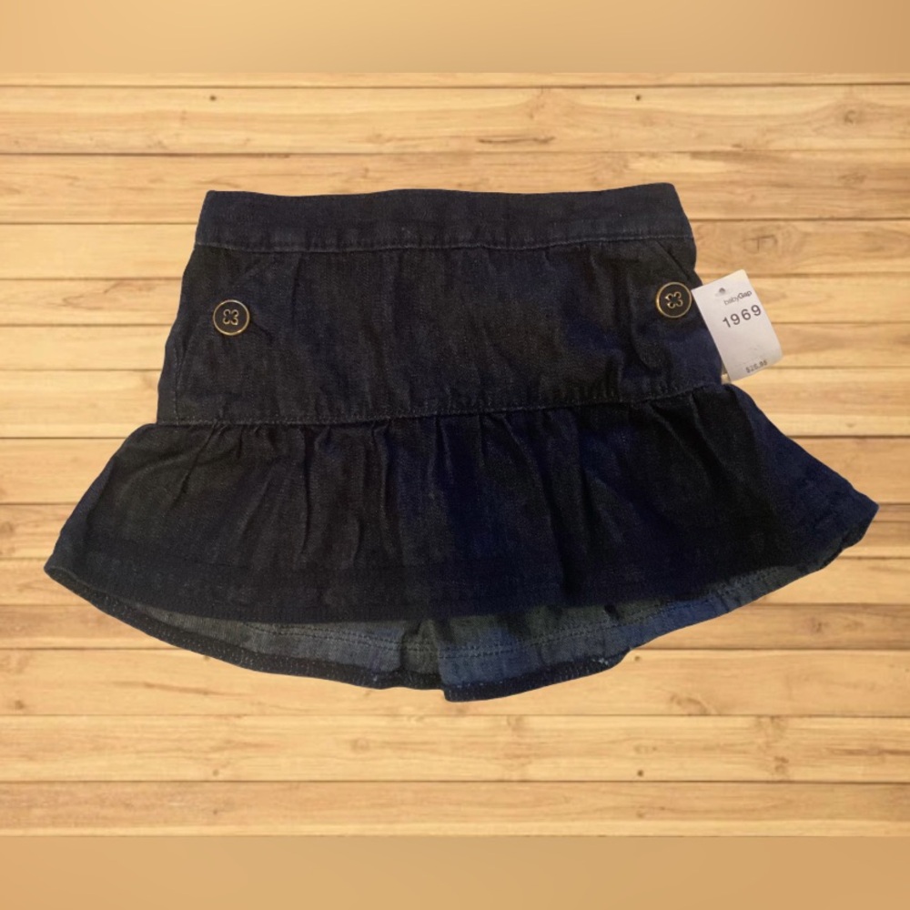 **NEW** Mini Navy Blue Denim Pull on Skirt for Toddlers (3 years old)
